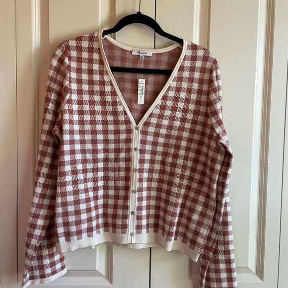 Madewell Carmon Cardigan Crop Gingham - Picture 1 of 8